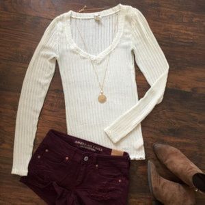 Free People Stretch See-Through Sweater